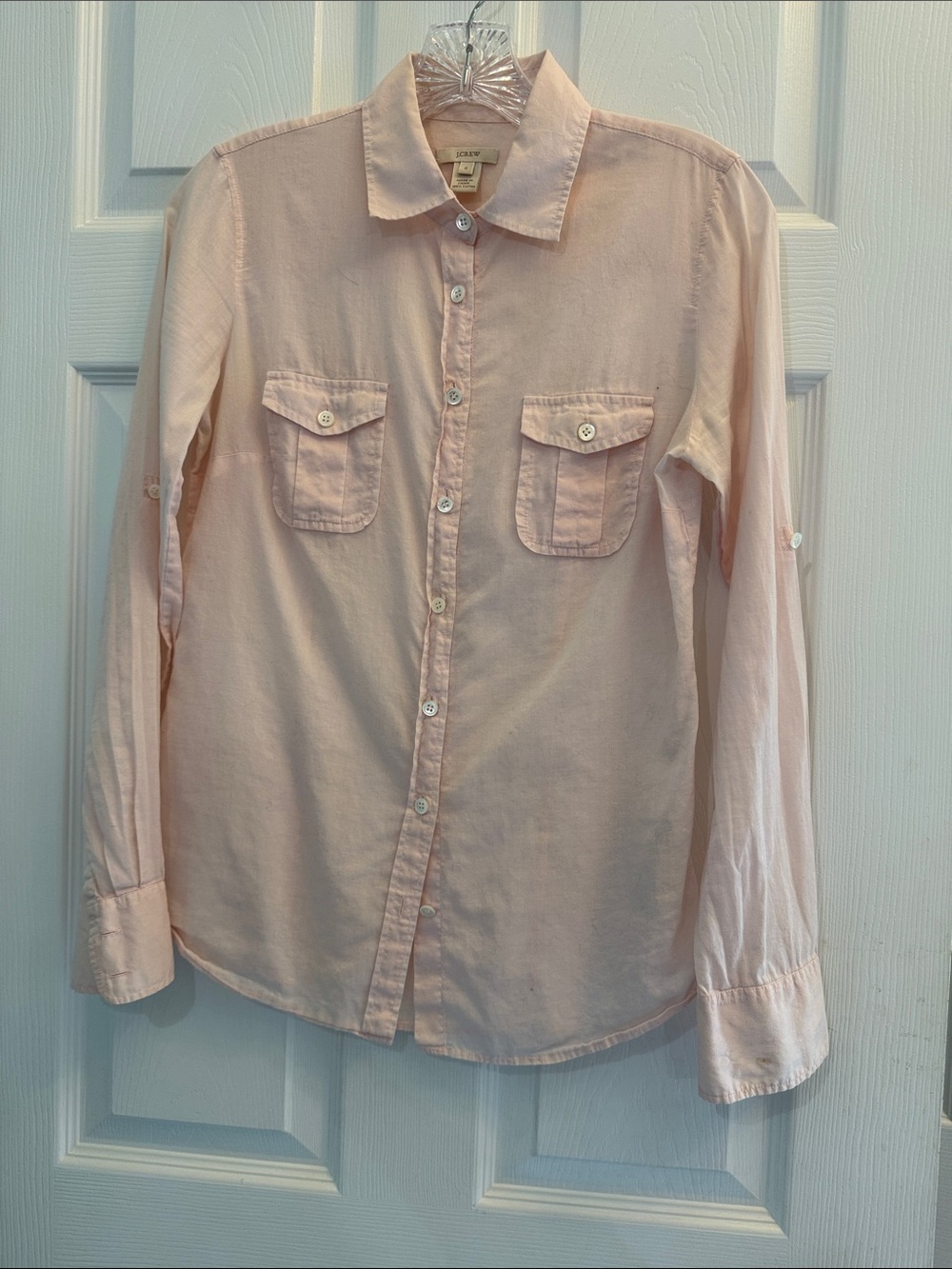 J Crew 100% Cotton Light Pink Button-Up Shirt